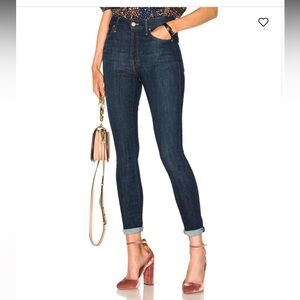 MOTHER Dark Indigo High-Rise Ankle Skinny Jeans